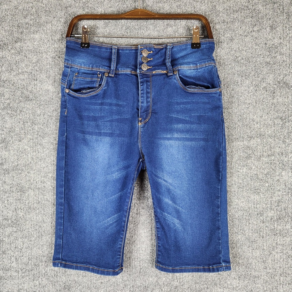 Bamboo Jeans Shorts Girls Jr Size 15 Bermuda High Rise Triple Button Stretchy